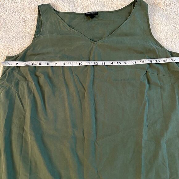 EILEEN FISHER Asymmetrical Shift Maxi Dress Plus XL Green Lagenlook Beach $238 - Picture 3 of 6